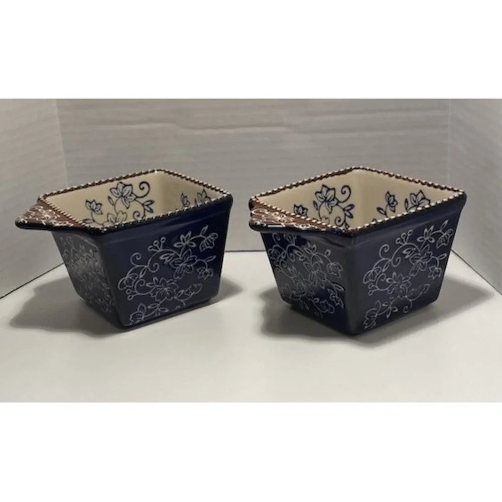 Temp-tations Old World Blue Floral Square Baking Dishes Set‎ of 2 Ovenware
